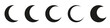 Moon icon set. Moon phase symbol. Crescent icon in glyph. Crescent icon set. Lunar symbol in black. Moon silhouette. Stock vector illustration