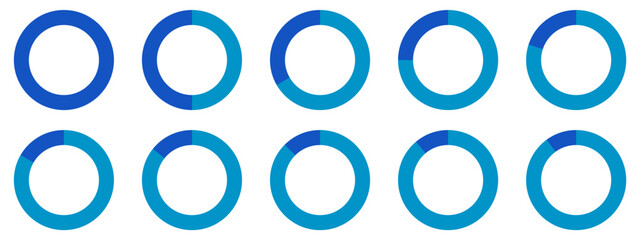 Fototapete - Circles divided diagram 3, 10, 7, graph icon pie shape section chart. Segment circle round vector 6, 9 devide infographic.