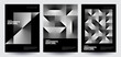 Geometric monochrome posters set. Round gradient shapes composition. Eps10 vector.