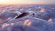 Jet Aircraft Soaring Above Clouds at Sunset
