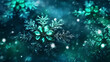 Digital green snowflake glitter pattern abstract poster web page PPT background