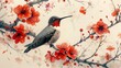 Majestic hummingbird amidst blossoming flowers