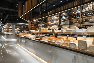 Wall Mural - Cheese section at a fancy buffet or a supermarket dairy products section