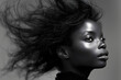 Black and white art fashion portrait of beautiful African American woman 