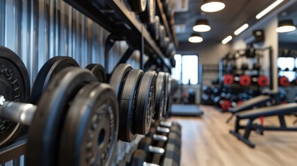 Poster - Dumbbells On Stand In Gym