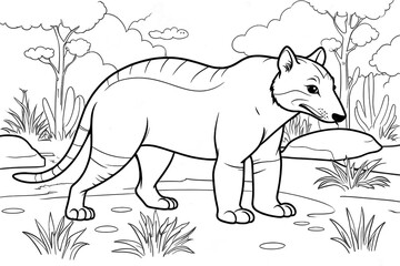 Wall Mural - Tasmanian tiger (thylacine) colouring book 