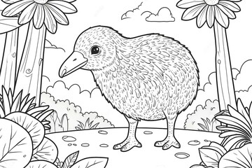 Wall Mural - Kiwi colouring book 