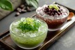 Malaysian dessert Cendol with crushed ice red bean also popular in Singapore