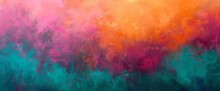 Magenta Mist Dancing Over A Captivating Background Of Vibrant Tangerine And Oceanic Teal.
