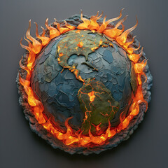 Wall Mural - A globe with a fire on it