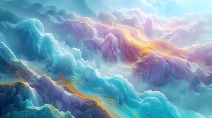 Digital color mountain river illustration abstract graphic poster web page PPT background