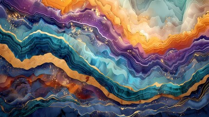 Wall Mural - Digital color mountain river illustration abstract graphic poster web page PPT background