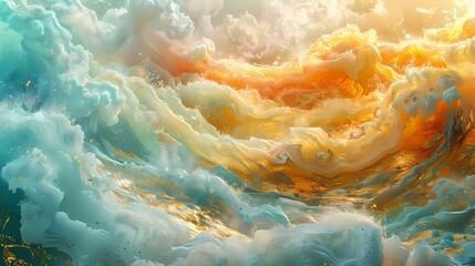 Digital color mountain river illustration abstract graphic poster web page PPT background