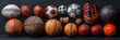 Assorted Sports Equipment on Black,
Many sporty balls Sport Hobby
