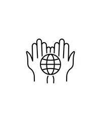 Poster - hand holding globe icon, vector best line icon.