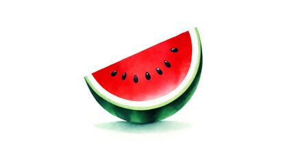 Sticker - Vibrant watercolor illustration of a juicy watermelon slice, ideal for summer-themed designs and National Watermelon Day promotions