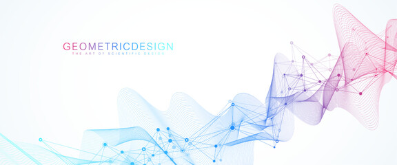 Poster - Abstract tech network connection dots. Digital technology and big data analysis background. White background with plexus lines. Geometric background with abstract mesh