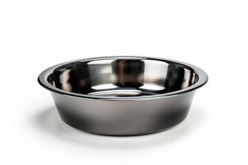 Canvas Print - Stainless steel pet bowl isolated on white background