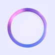 Circle colorful with transparency. Luminous circular frame isolated on a white backdrop. Electric vibrant 3D circular portal, neon lamp, and banner in shades of purple, blue, and pink.	
