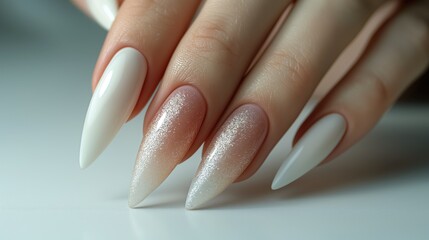 Wall Mural - Close-up of female hands with beautiful manicure on nails.