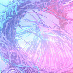 Aufkleber - A swirl of colorful strips of fabric in soft shades of pink, blue and purple. 3d rendering illustration