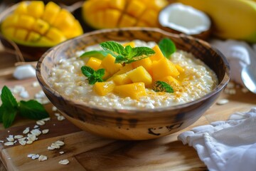 Poster - Tropical oatmeal with mango and coconut milk