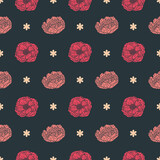 Fototapeta Storczyk - Beautiful Peony Blossom Repeat Pattern Design