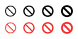 Prohibition vector icon. No or ban red sign. Stop, forbidden or restriction symbol isolated. Warning illustration.