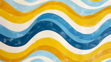 Wall Mural - Chic retro pattern wallpaper The combination of blue black white and flowing lines creates a dynamic and eye-catching pattern. which stimulates feelings of nostalgia for the lively beauty of that era.