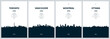 Travel vector set with city skylines Toronto, Vancouver, Montreal, Ottawa detailed city skylines minimalistic graphic artwork