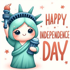 Wall Mural - HAPPY 4TH OF JULY the cute statue of liberty, independence day