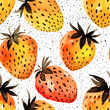 Watercolor Strawberry Seamless Pattern with Polka Dots