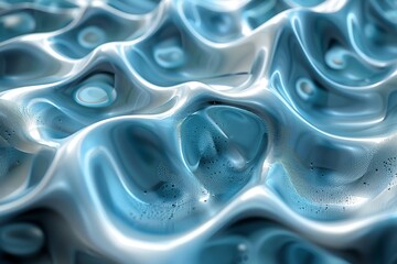 Poster - This image represents a flowing abstract blue liquid texture, suggestive of peaceful and calm e