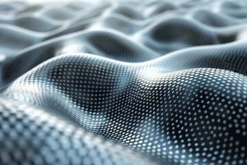 Poster - The image portrays a close-up view of a wavy, dotted texture creating a calming, abstract pattern in a cool blue tone