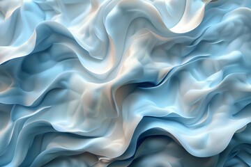 Poster - A soft and comforting digital image resembling a gently rippling blue and white fabric with a calming and soothing aesthetic