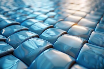Aufkleber - an enthralling arrangement of glossy, pill-shaped objects in a reflected pattern, exuding serenity a