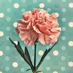 a pink carnation flower in a vase on a table