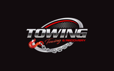 Illustration vector graphic of towing truck service logo design suitable for the automotive company