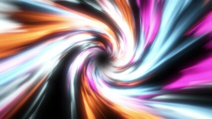 Wall Mural - Animated background movement in an abstract futuristic neon tunnel, moving forward inside infinite hole,  warp, twist, magician