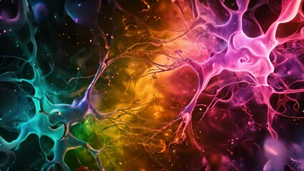 Poster - A visually striking background that showcases a wide array of vivid and diverse hues, A colorful representation of the nerve damage, AI Generated