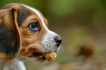 Poster - 14 week old beagle gnawing on a snack