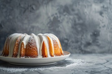 Poster - Bundt cake with no toppings on a gray background