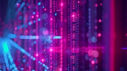Poster - A clock is situated in the middle of a room, displaying the current time, Abstract representation of data streams in a futuristic cyber world, AI Generated