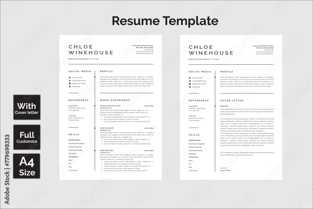 Resume template Stock Vector | Adobe Stock