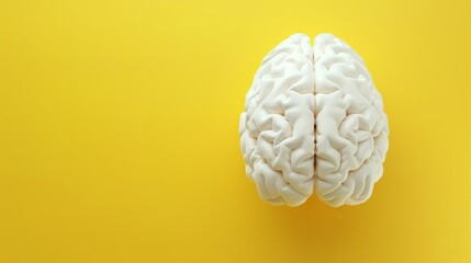 A  ing of a human brain on a yellow background.