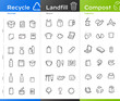 © realstockvector - Ready sets of icons for separating waste on trash, compost, recycle. Vector elements are made with high contrast, well suited to different scales.  Ready for use in your design. EPS10.