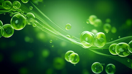 Wall Mural - abstract green background with bubbles, copy space