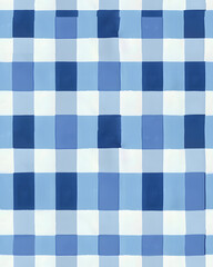 Blue plaid Seamless Hand Drawn pattern. Watercolor Gingham Window pane grid plaid Stripes pattern