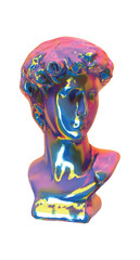 Poster - Statue of the head of David. David sculpture and hologram stylish gradient. Realistic 3d design isolated on white background. Vector illustration