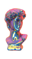 Poster - Statue of the head of David. David sculpture and hologram stylish gradient. Realistic 3d design isolated on white background. Vector illustration